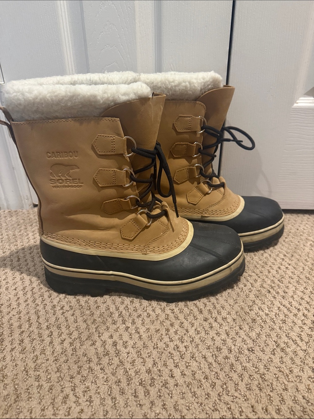 Sorel Caribou Boots in Brown and Black with White Faux-Shearling - Picture 4 of 4